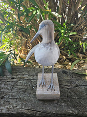 Carved Sandpiper Preening Wooden Decor – 10