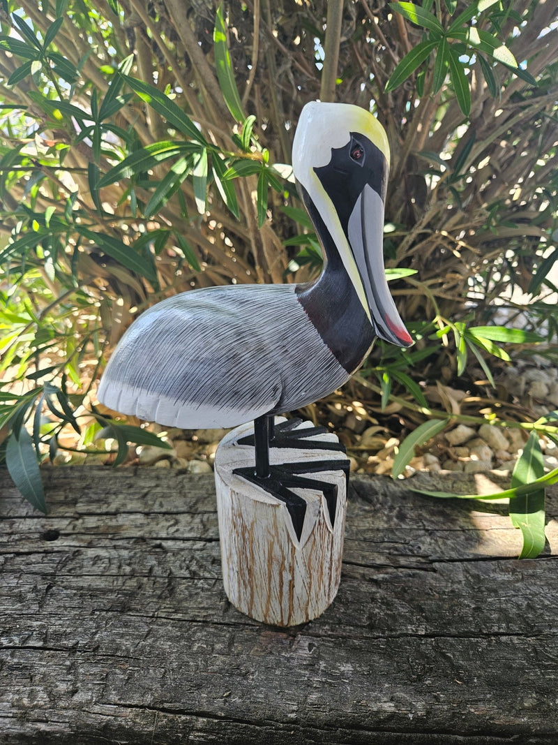 Carved Wooden Pelican Decor – 3 Sizes Available - Sculptures & StatuesOh My!