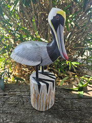 Carved Wooden Pelican Decor – 3 Sizes Available - Sculptures & StatuesOh My!