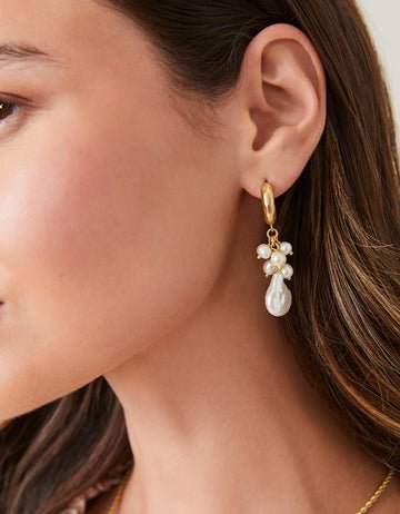 Cascade Hoop Earrings Pearl - EarringsSPARTINA 449