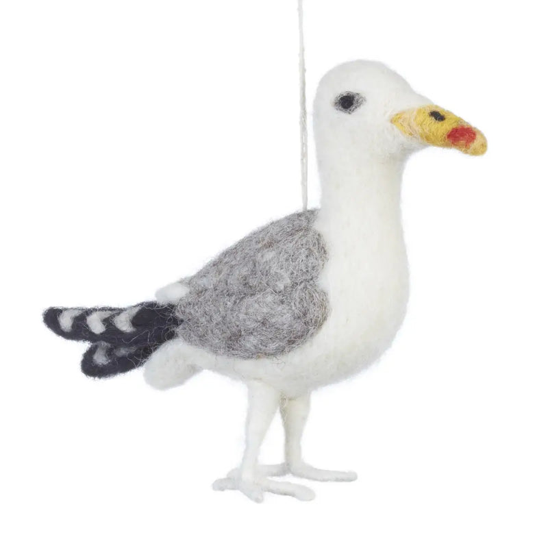Handmade Sustainable Needle Felt Hanging Seagull Decoration
