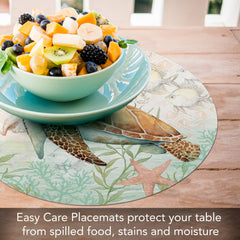 Caribbean Seas Reversible Round Easy Care Placemat