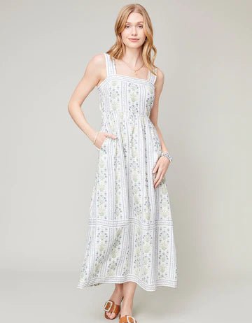 Cheyanne Midi Dress Peeples Song Sweet Floral Stripe - ApparelSPARTINA 449