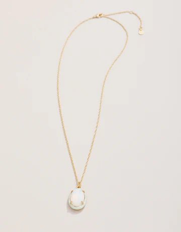 Clara Oval Necklace - 18" White Opal - NecklaceSPARTINA 449