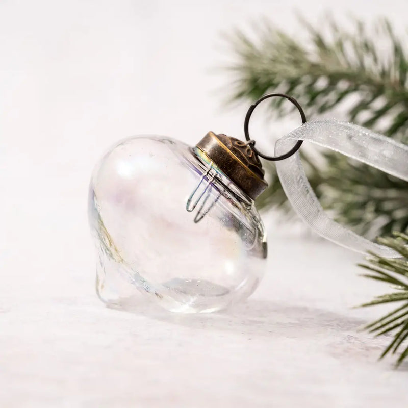 2" Medium Clear Luster Glass Lantern Shaped Ornament