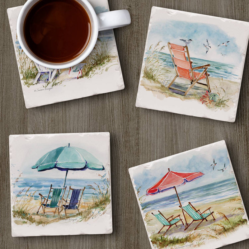 "Coastal Moments" 4 Pack Assorted Image Coaster Set - CounterArt/Highland Home/Thirstystone/CoasterStone