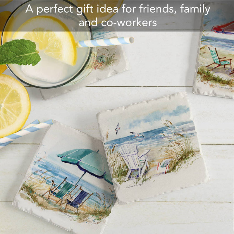 "Coastal Moments" 4 Pack Assorted Image Coaster Set - CounterArt/Highland Home/Thirstystone/CoasterStone