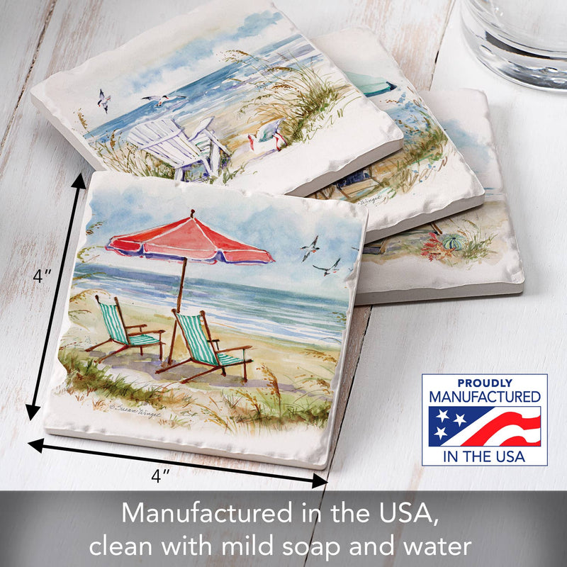 "Coastal Moments" 4 Pack Assorted Image Coaster Set - CounterArt/Highland Home/Thirstystone/CoasterStone