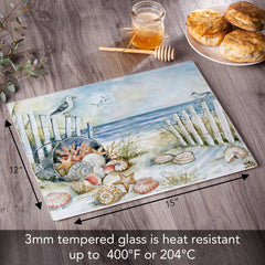 Coastal Sanctuary 3mm Tempered Glass Cutting Board - CounterArt/Highland Home/Thirstystone/CoasterStone