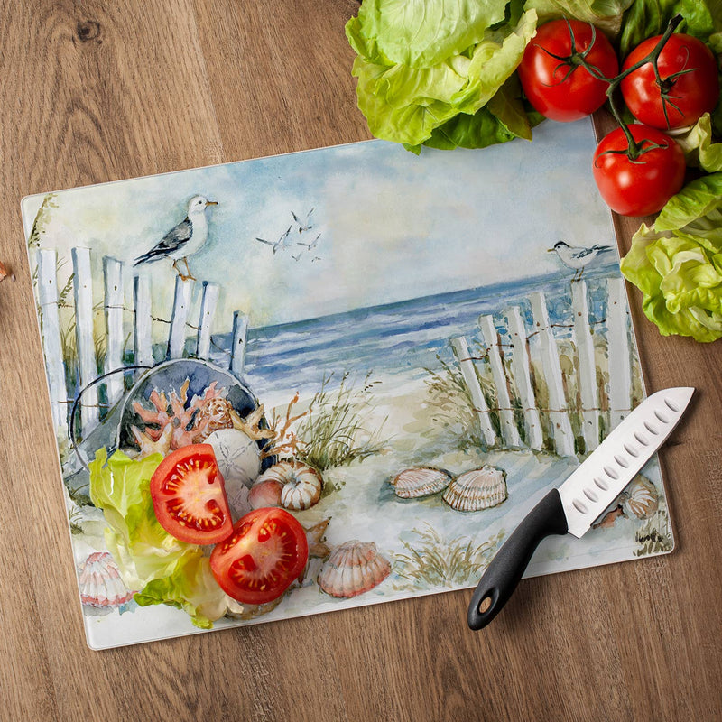 Coastal Sanctuary 3mm Tempered Glass Cutting Board - CounterArt/Highland Home/Thirstystone/CoasterStone