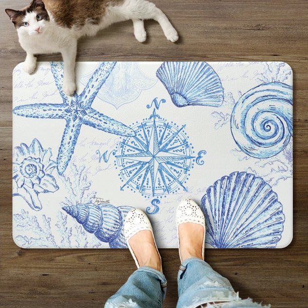 Coastal Sketch Decorative Anti - Fatigue Comfort Floor Mat 30" x 20" - accent rugsCounterArt/Highland Home/Thirstystone/CoasterStone