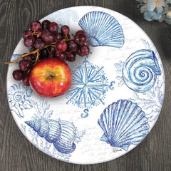 Coastal Sketch Glass Lazy Susan Turntable 13