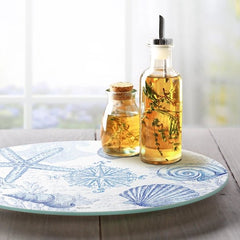 Coastal Sketch Glass Lazy Susan Turntable 13
