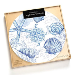 Coastal Sketch Glass Lazy Susan Turntable 13