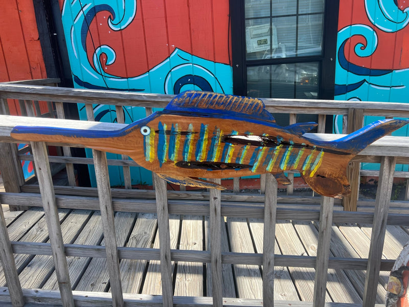 Colorful Marlin Chainsaw Art - Accent DecorChainsaw Art Rockport