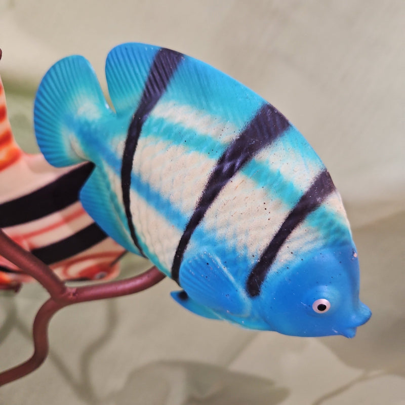 Colorful Vintage Ceramic Fish On Iron Stand Sculpture - Accent DecorLoving Coastal Living