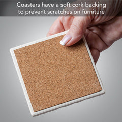 Coral Aqua Assorted Image Tumbled Tile Coaster 4 Pack - CounterArt/Highland Home/Thirstystone/CoasterStone