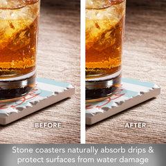 Coral Aqua Assorted Image Tumbled Tile Coaster 4 Pack - CounterArt/Highland Home/Thirstystone/CoasterStone