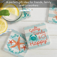 Coral Aqua Assorted Image Tumbled Tile Coaster 4 Pack - CounterArt/Highland Home/Thirstystone/CoasterStone