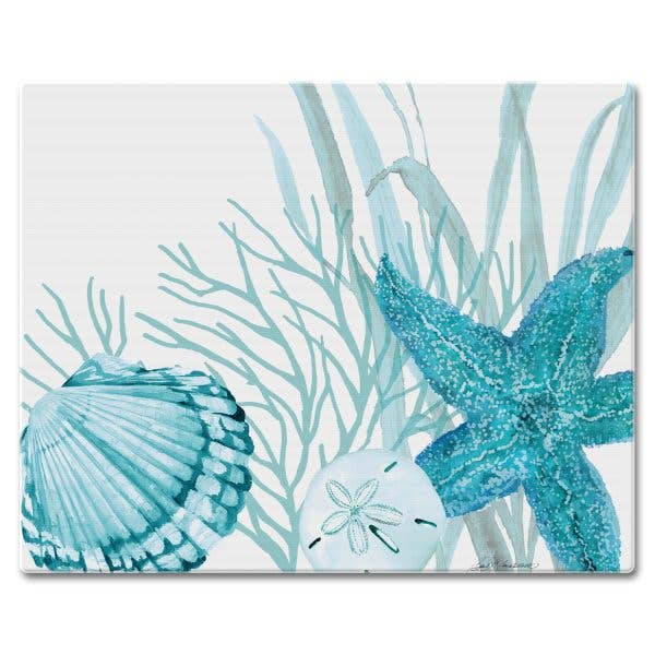 Coral Life Glass Counter Saver & Cutting Board – 15" x 12" - CounterArt/Highland Home/Thirstystone/CoasterStone