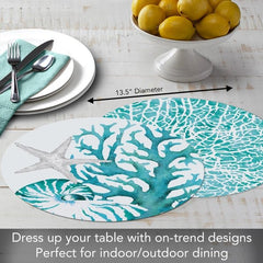 Coral Life Reversible Round Plastic Placemat - CounterArt/Highland Home/Thirstystone/CoasterStone