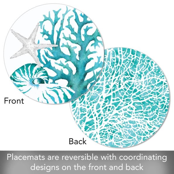 Coral Life Reversible Round Plastic Placemat - CounterArt/Highland Home/Thirstystone/CoasterStone
