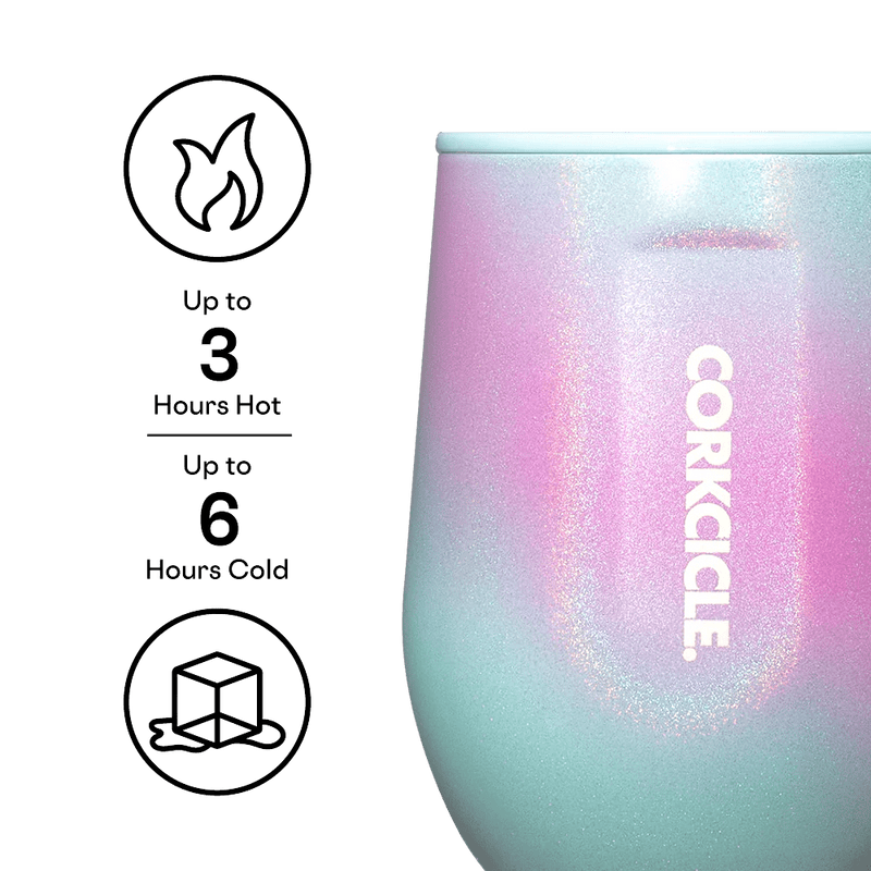 Corkcicle Stemless 12 oz Wine - Pink & Teal Shimmer - Corkcicle