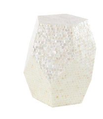 Cream Mother of Pearl Shell Handmade Side End Accent Table - Accent TableUmainc