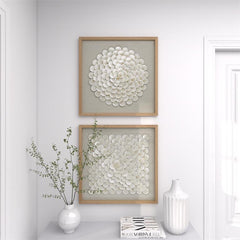 Cream Shell Geometric Shadow Box Wall Art - Wall DecorUmainc