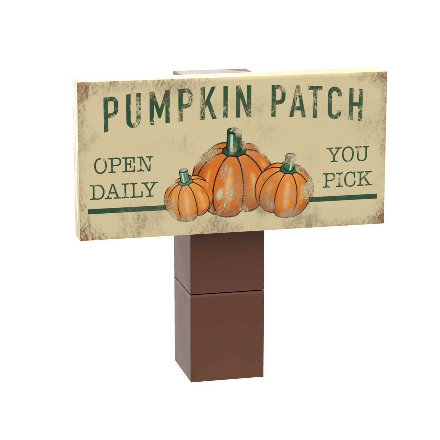 "Pumpkin Patch" Sign & Post - Custom Printed - Made Using LEGO® Parts