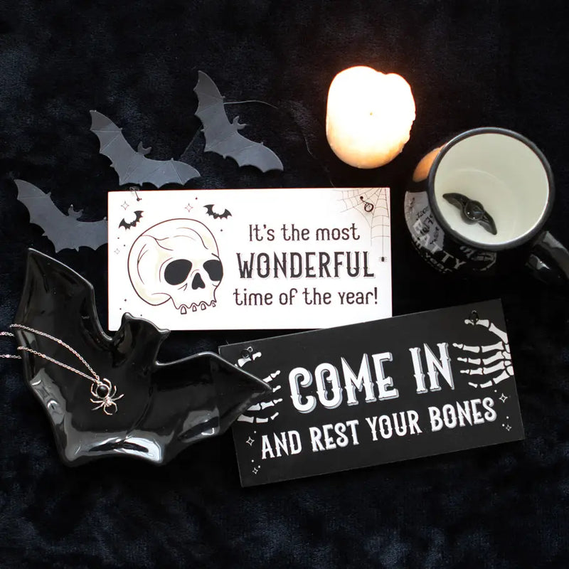 Gothic Halloween Black Bat Trinket Dish