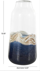 Dark Blue Glass Abstract Textured Swirl Decorative Vase - VasesUmainc