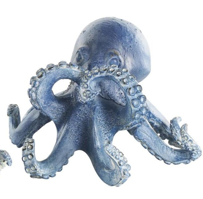 Dark Blue Polystone Octopus Small Distressed Decorative Sculpture - Sculptures & StatuesUmainc