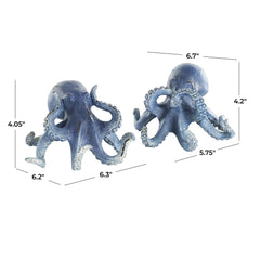 Dark Blue Polystone Octopus Small Distressed Decorative Sculpture - Sculptures & StatuesUmainc