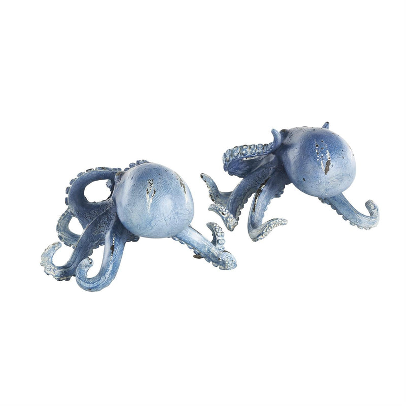 Dark Blue Polystone Octopus Small Distressed Decorative Sculpture - Sculptures & StatuesUmainc