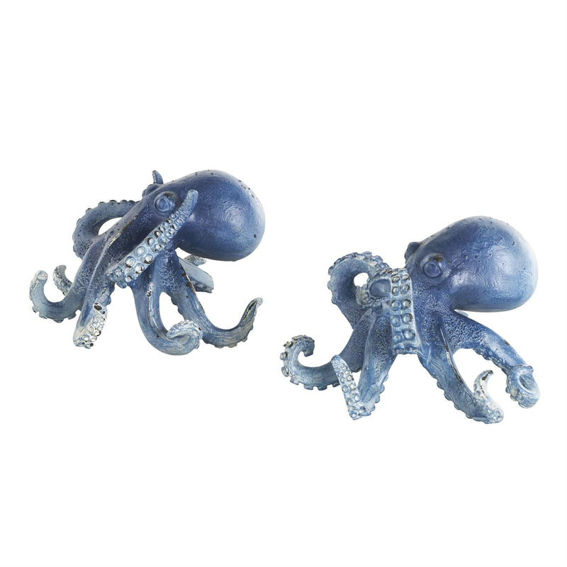 Dark Blue Polystone Octopus Small Distressed Decorative Sculpture - Sculptures & StatuesUmainc