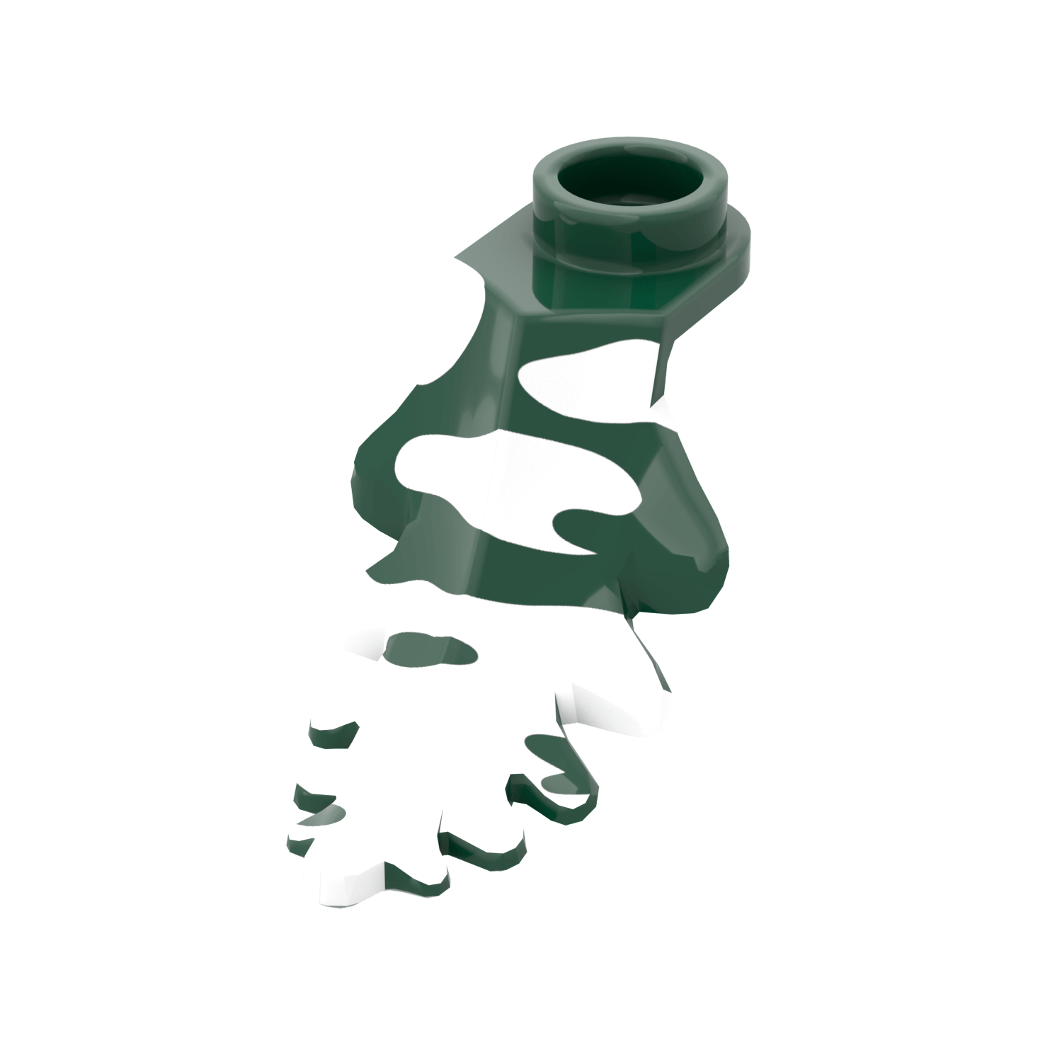 Dark Green Plant Leaf - Flocked Snow - Winter - Custom Printed - Made Using a LEGO® Part