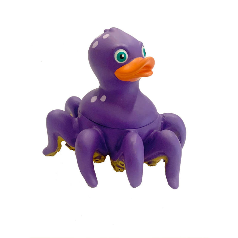 Rubber Duck Octopus, 4 inches, high-quality non-toxic rubber toy featuring a traditional duck head with an octopus body design. Ideal for bath time and poolside fun.