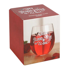 My Blood Type Is Wine Stemless Gothic Vampire Wine Glass