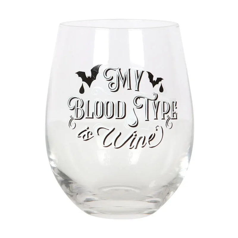 My Blood Type Is Wine Stemless Gothic Vampire Wine Glass