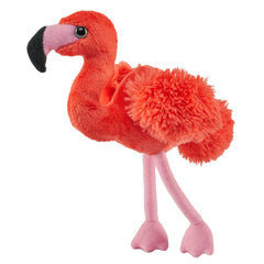 Pocketkins-ECO Flamingo Stuffed Animal, 5 inches, made from soft recycled materials with vibrant pink coloring, eco-friendly plush toy.