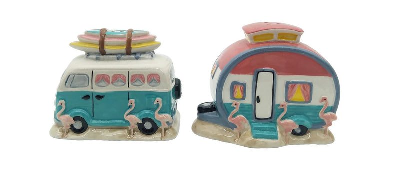 Flamingo Camper Salt & Pepper Set - DishesBlue Sky Clayworks