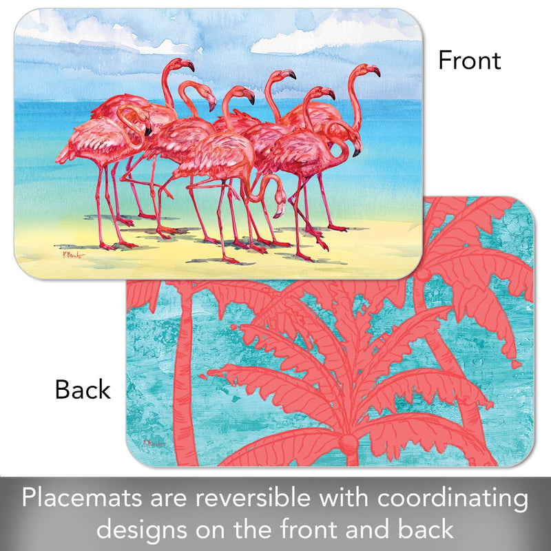 "Flamingo Horizon" Reversible Rectangular Plastic Placemat - CounterArt/Highland Home/Thirstystone/CoasterStone