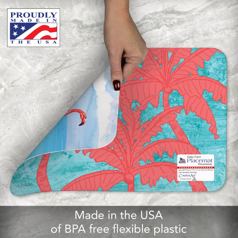 "Flamingo Horizon" Reversible Rectangular Plastic Placemat - CounterArt/Highland Home/Thirstystone/CoasterStone