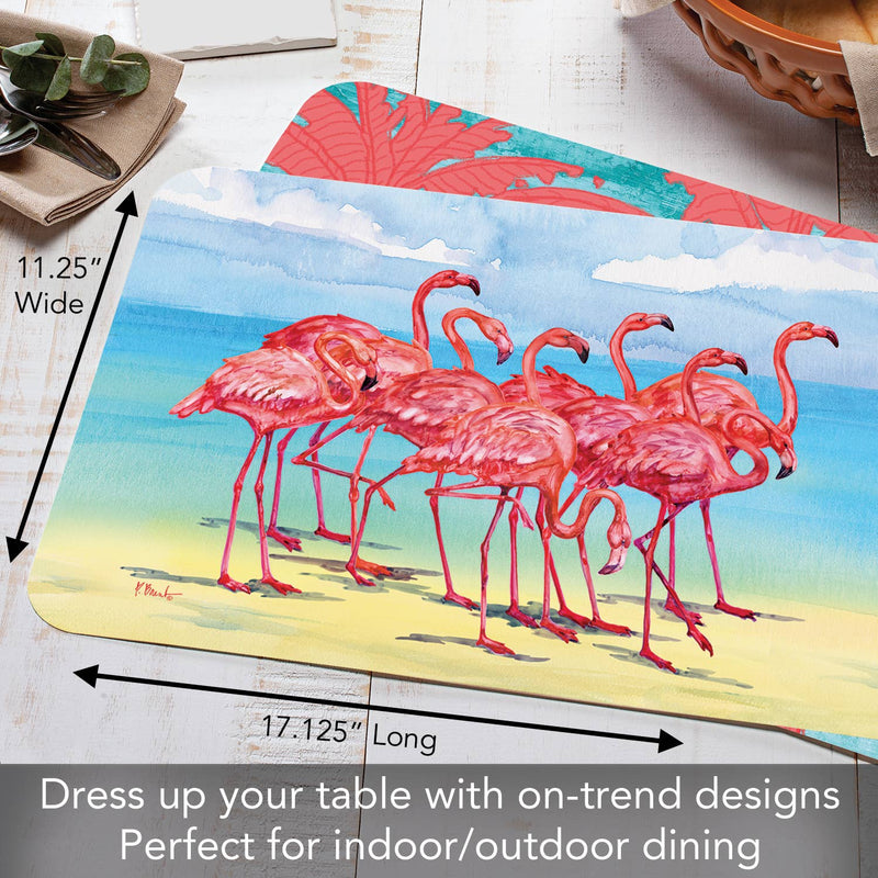 "Flamingo Horizon" Reversible Rectangular Plastic Placemat - CounterArt/Highland Home/Thirstystone/CoasterStone