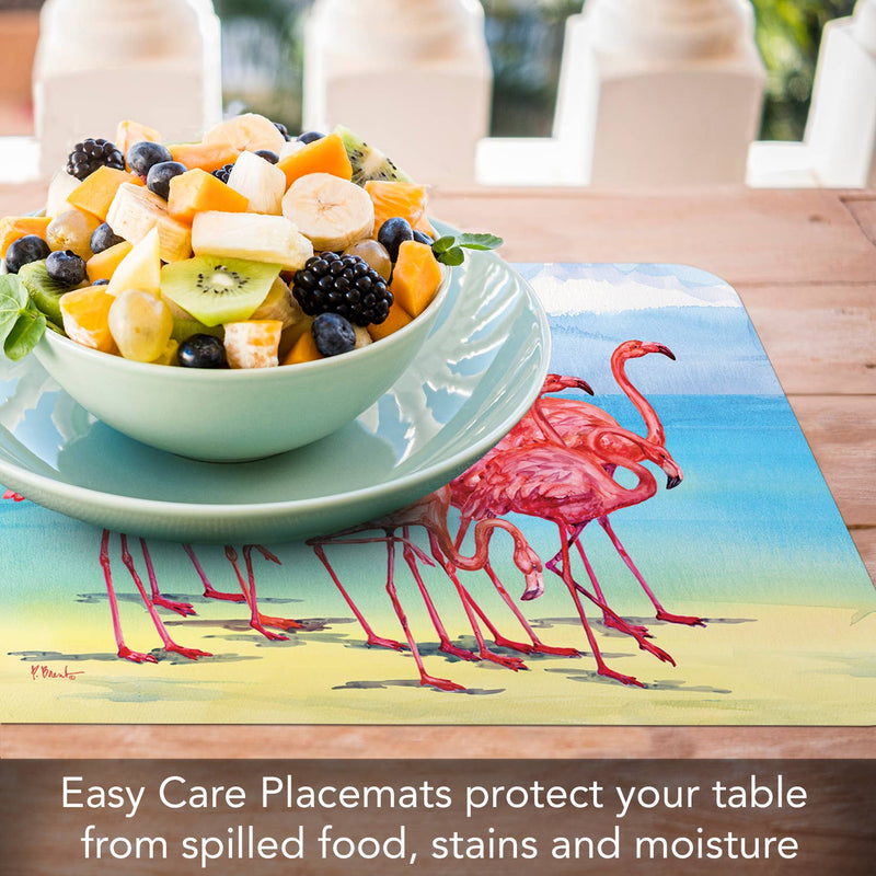 "Flamingo Horizon" Reversible Rectangular Plastic Placemat - CounterArt/Highland Home/Thirstystone/CoasterStone