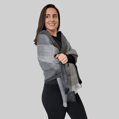 Fragata - Gray Striped Alpaca Wool Shawl - Apparel & AccessoriesLATITUDE ZERO GOODS