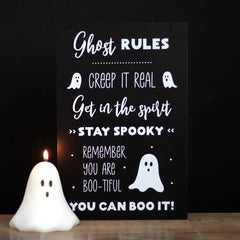 Ghost Rules Hanging Halloween Sign - Something Different Wholesale