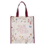 Give Thanks Floral Coated Tote Bag - AccessoriesChristian Art Gifts