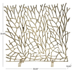 Gold Aluminum Metal Abstract Coral Inspired Single Panel Fireplace Screen - Fireplace ScreenUmainc